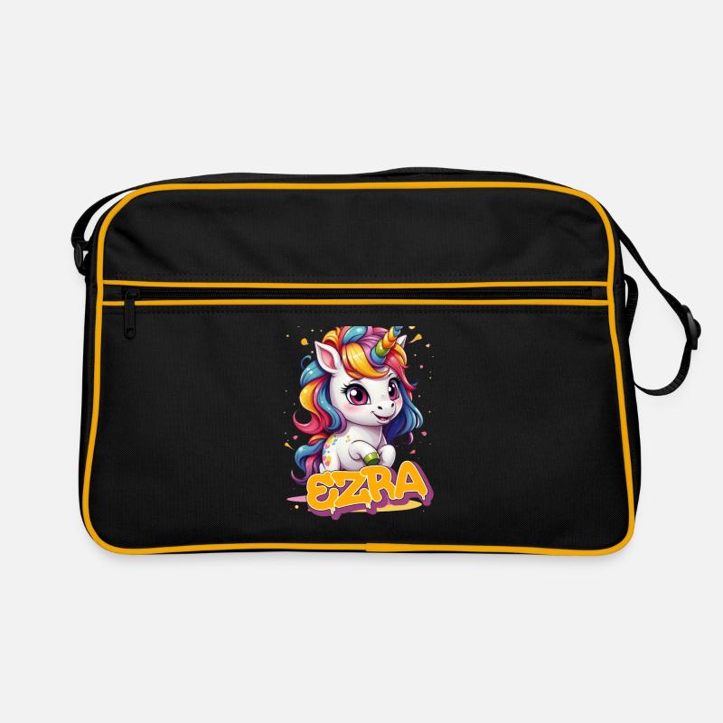 EZRA - Schöner Mädchen Name mit süßem Einhorn Retro Tasche