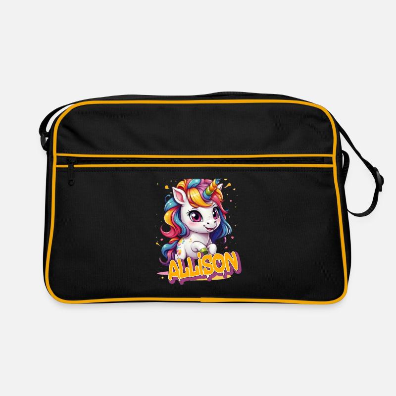 ALLISON - Schöner Mädchen Name mit süßem Einhorn Retro Tasche
