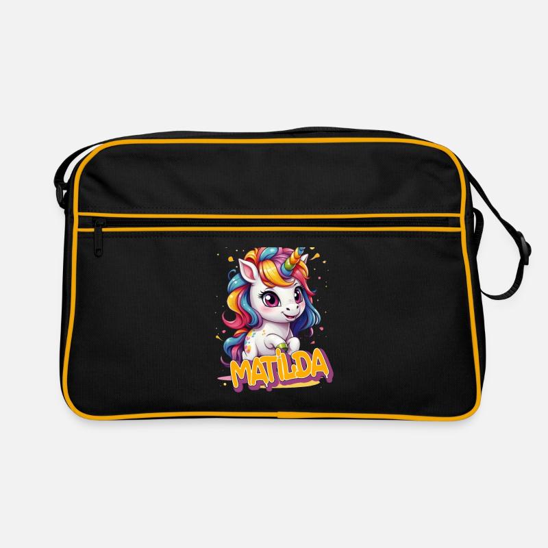 MATILDA - Schöner Mädchen Name mit süßem Einhorn Retro Tasche