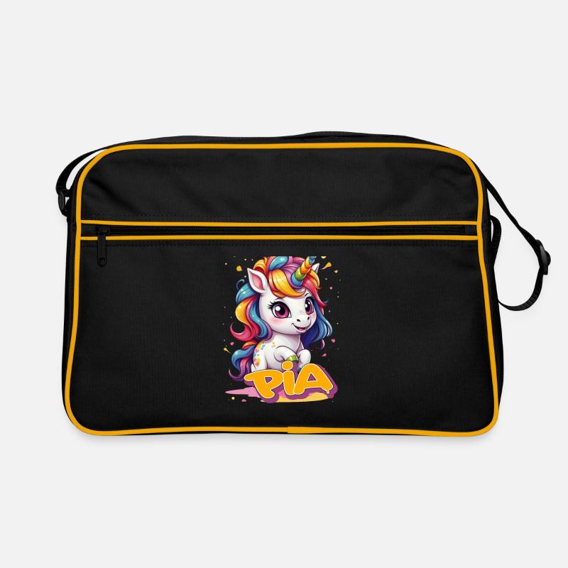 PIA - Schöner Mädchen Name mit süßem Einhorn Retro Tasche