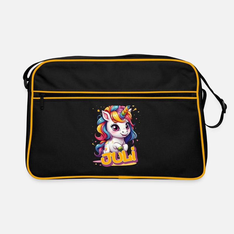 JULI - Schöner Mädchen Name mit süßem Einhorn Retro Tasche