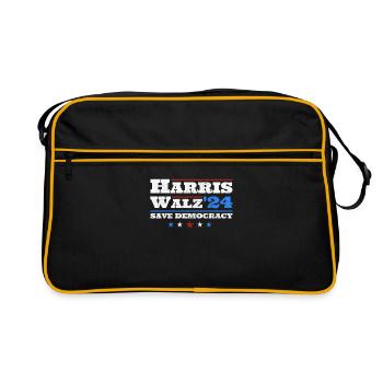 Kamala Harris & Tim Walz 2024 Chemise de soutien - Sac Retro - noir/or - Devant
