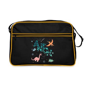 ANTON - Beau prénom de garçon avec dinosaure - Sac Retro - noir/or - Devant