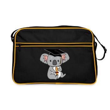 Koala mit Diplom - Retro Tasche - Schwarz/Gold - Vorne