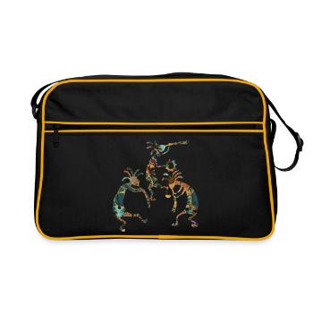 Native Americans - Kokopelli Musicans Trio 3 - Retro Tasche - Schwarz/Gold - Vorne