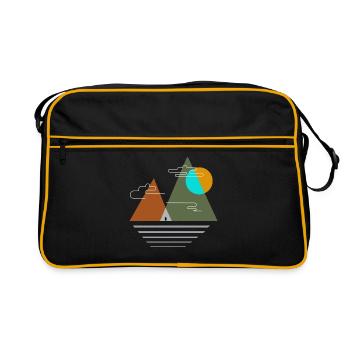 Camping in den Bergen - Retro Tasche - Schwarz/Gold - Vorne