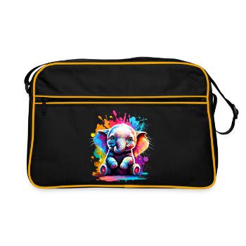 Éléphant Coloré - Bébé Éléphant Coloré - Sac Retro - noir/or - Devant