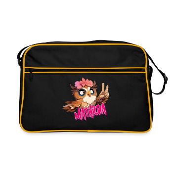 MATHILDA - Schöner Mädchen Name mit süßer EULE - Retro Tasche - Schwarz/Gold - Vorne