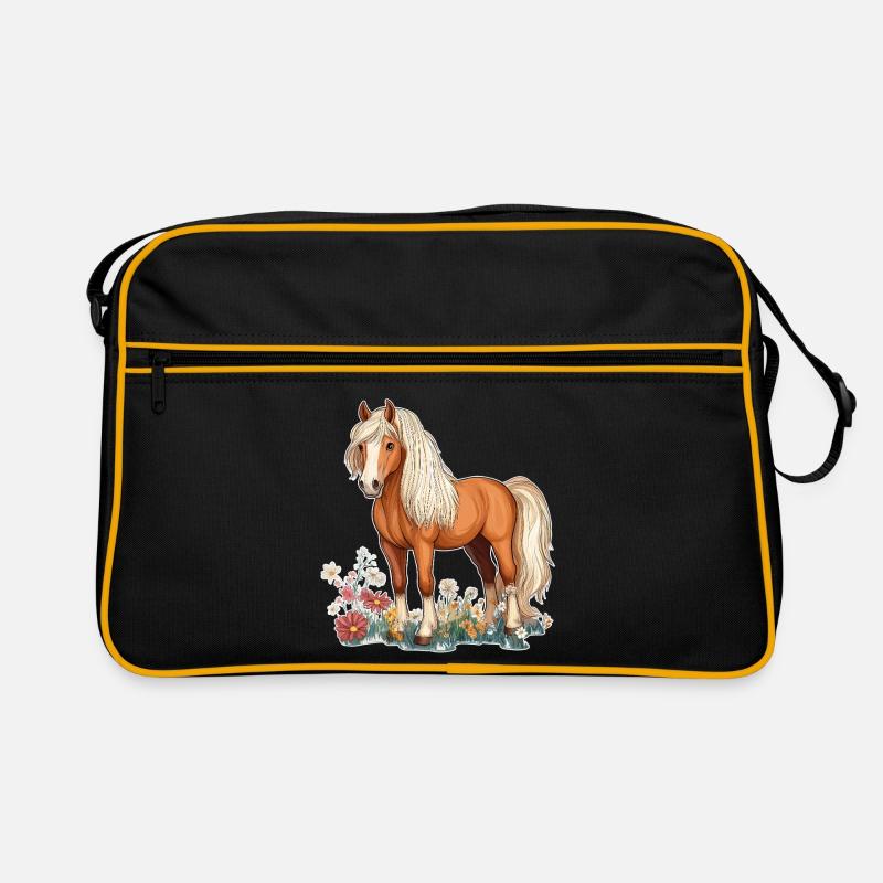Pferd auf Wiese Retro Tasche