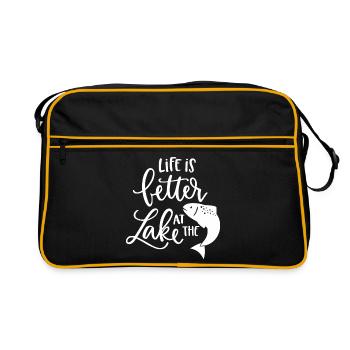 Lake Life Inspirational Fish Quote Design - Retro Bag - black/gold - Front