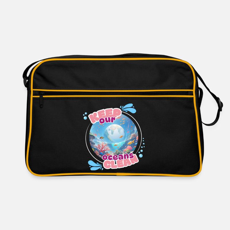 Halten Sie den Ozean sauber - Retro Tasche - Schwarz/Gold