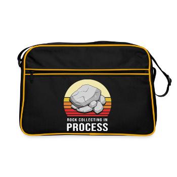 Steine Sammler Geologe Geologin Geologie Gestein - Retro Tasche - Schwarz/Gold - Vorne