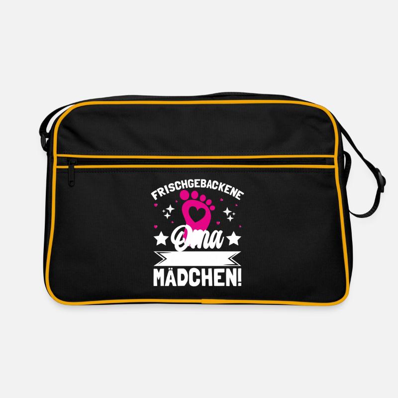 Frischgebackene Oma Es ist ein Mädchen! - Retro Tasche - Schwarz/Gold