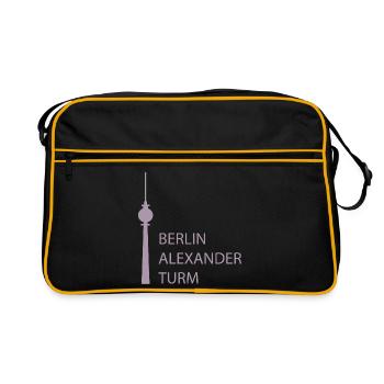 Lustiger Berlin Fernsehturm Parodie Minimal  - Retro Tasche - Schwarz/Gold - Vorne