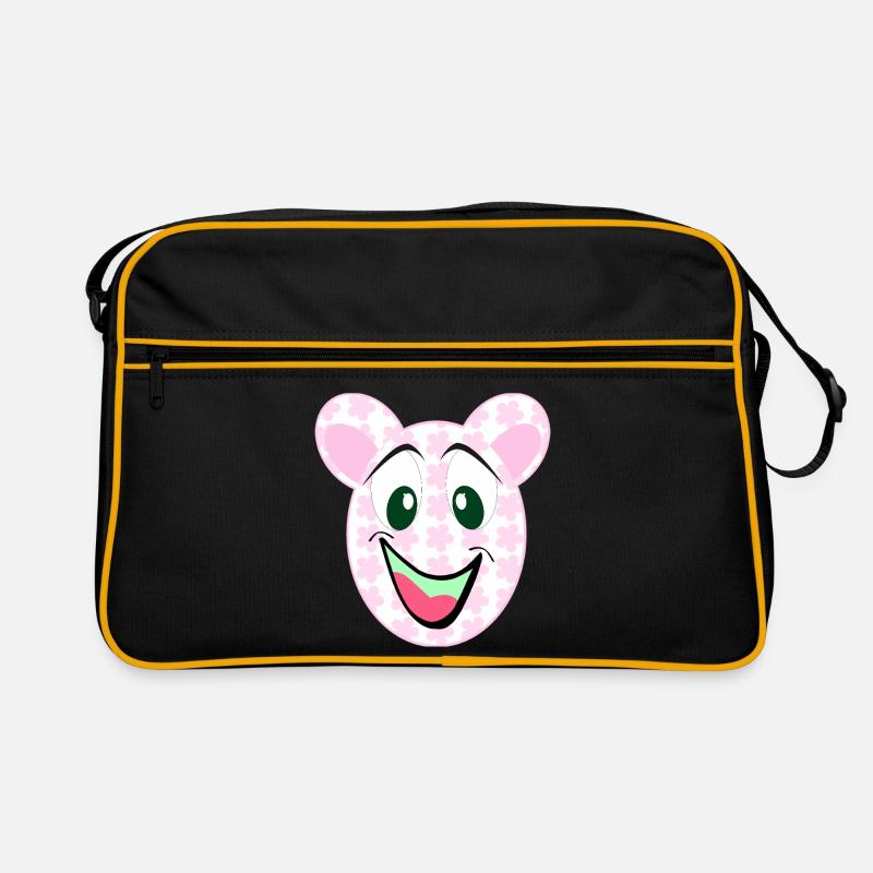 Bär Blumenmuster Lächeln Retro Tasche