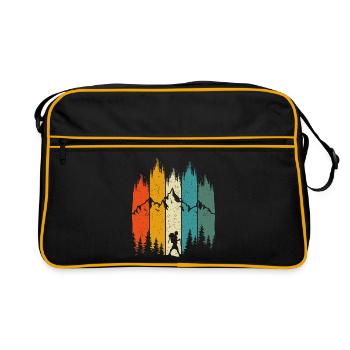 Wanderliebhaber Hiker Gift Camping Camper - Retro Tasche - Schwarz/Gold - Vorne