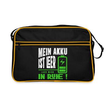 Mein Akku ist leer - Lass mich in Ruhe - Retro Tasche - Schwarz/Gold - Vorne