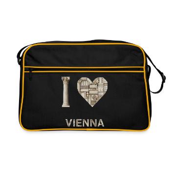 Wien – Monumentale Architektur - Retro Tasche - Schwarz/Gold - Vorne