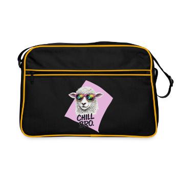 Chill Bro Schaf mit Sonnenbrille - Retro Tasche - Schwarz/Gold - Vorne