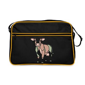 Vache géométrique Low Poly Modern - Sac Retro - noir/or - Devant
