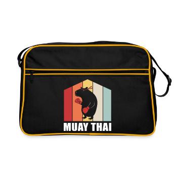 Muay thai kickboxer kickboxing boxing thaï boxe thaïlandaise - Sac Retro - noir/or - Devant