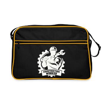 Ouvrier du bâtiment robuste avec engrenages - Sac Retro - noir/or - Devant