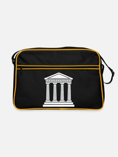 Klassischer Tempel Säulen Silhouette - Retro Tasche - Schwarz/Gold - Vorne