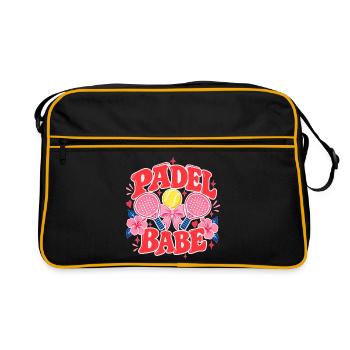 Padel Babe | Padel Mom - Retro Tasche - Schwarz/Gold - Vorne