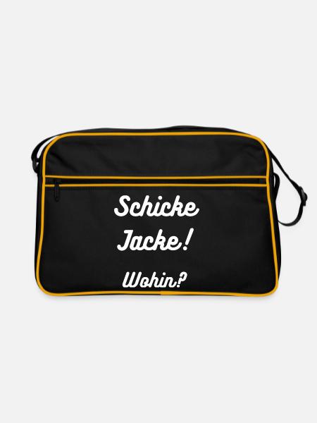HN Schicke Jacke Wohin Retro Script - Retro Tasche - Schwarz/Gold