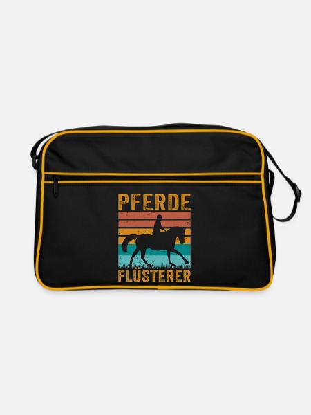 Retro Pferde Flüsterer Pferd - Retro Tasche - Schwarz/Gold - Vorne