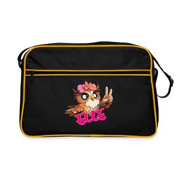 ELLE - Beautiful girl name with cute OWL - Retro Bag - black/gold - Front