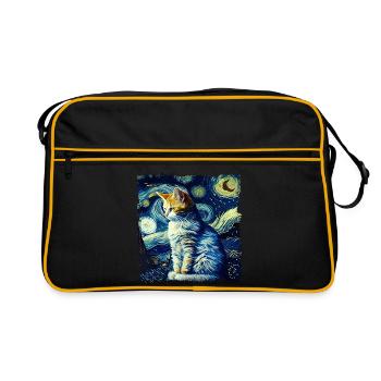 Chat de nuit étoilé Le chat de van gogh Parodie drôle - Sac Retro - noir/or - Devant