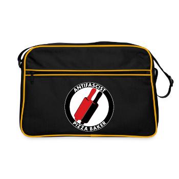 antifascist pizza baker - Retro Tasche - Schwarz/Gold - Vorne