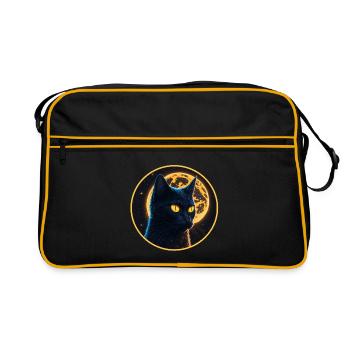 black cat halloween - Retro Bag - black/gold - Front