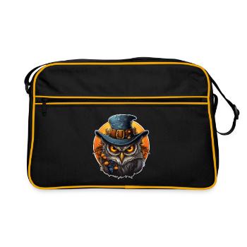 Eule Halloween - Retro Tasche - Schwarz/Gold - Vorne