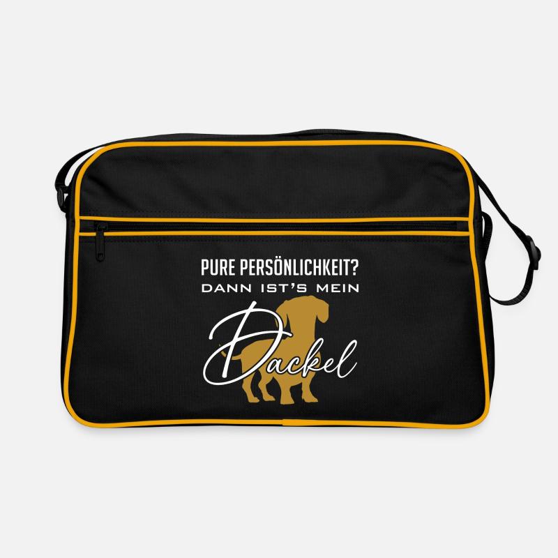 Pure Persönlichkeit und Intelligenz - mein Dackel Retro Tasche