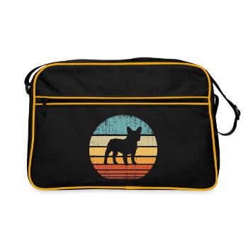 Français Bulldog - Coucher de soleil rétro - Französische - Sac Retro - noir/or - Devant