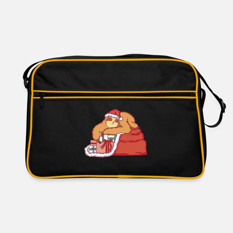 Faultier als Weihnachtsmann mit Weihnachtsgeschenk Retro Tasche