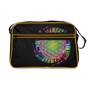 Flower of Life - Spiral - Retro Bag - black/gold - Front