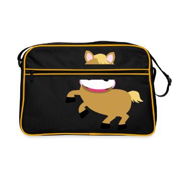 Pony - Haflinger - Retro Tasche - Schwarz/Gold - Vorne