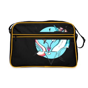 Cool flamingo and unicorn - Retro Tasche - Schwarz/Gold - Vorne