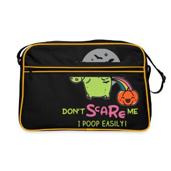 Don't scare me, I poop easily! - Retro Tasche - Schwarz/Gold - Vorne