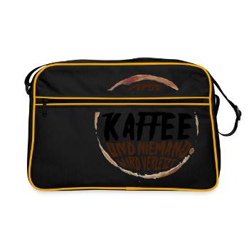 Gebt mir einen Kaffee und niemand wird verletzt - Retro Tasche - Schwarz/Gold - Vorne