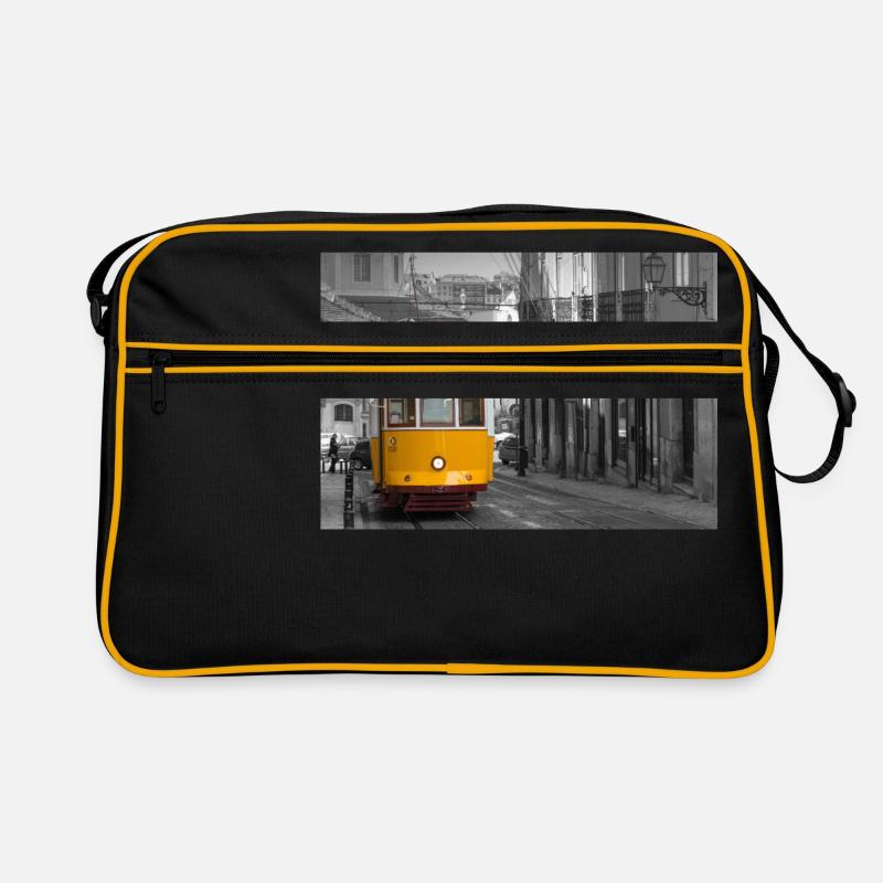 Lissabon Straßenbahn - Retro Tasche - Schwarz/Gold