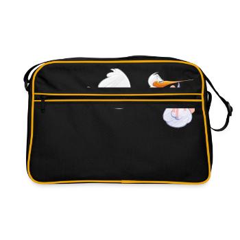 Cigogne avec bébé - Sac Retro - noir/or - Devant