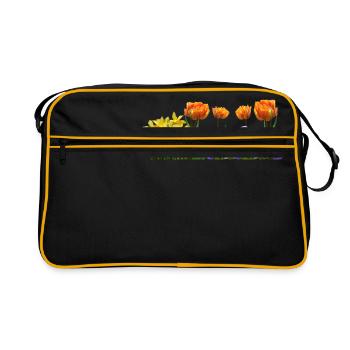 daffodils roses rosen blumen flowers tulips tulpen - Retro Tasche - Schwarz/Gold - Vorne