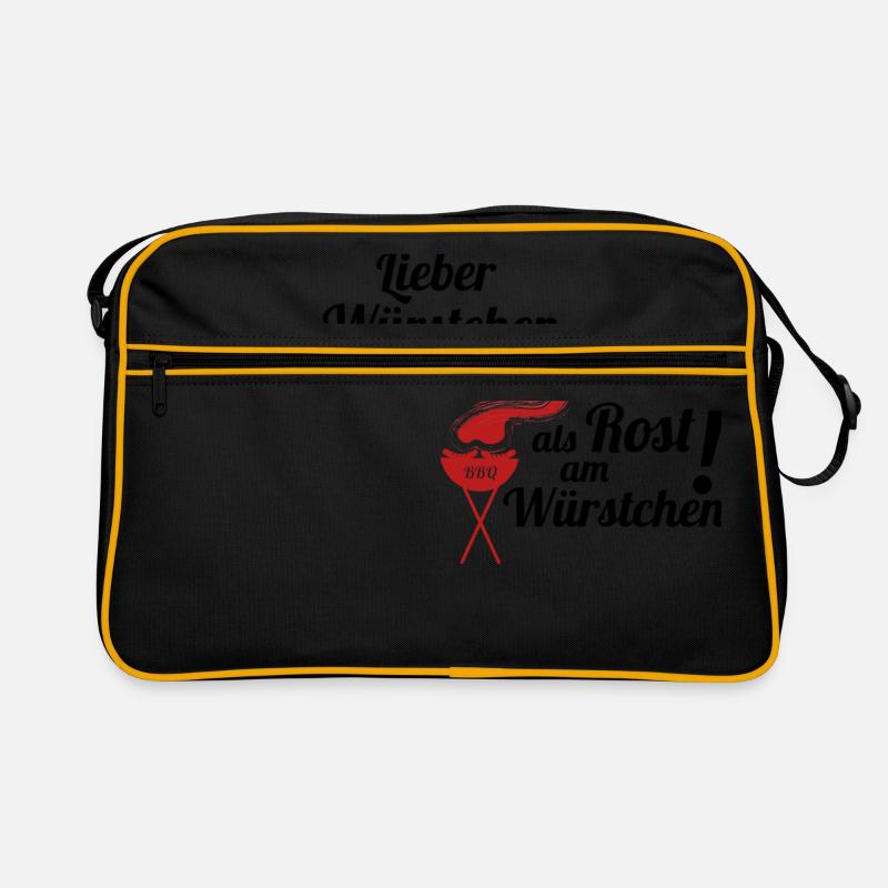 Würstchen am Rost Grillen Grill Geschenkidee - Retro Tasche - Schwarz/Gold