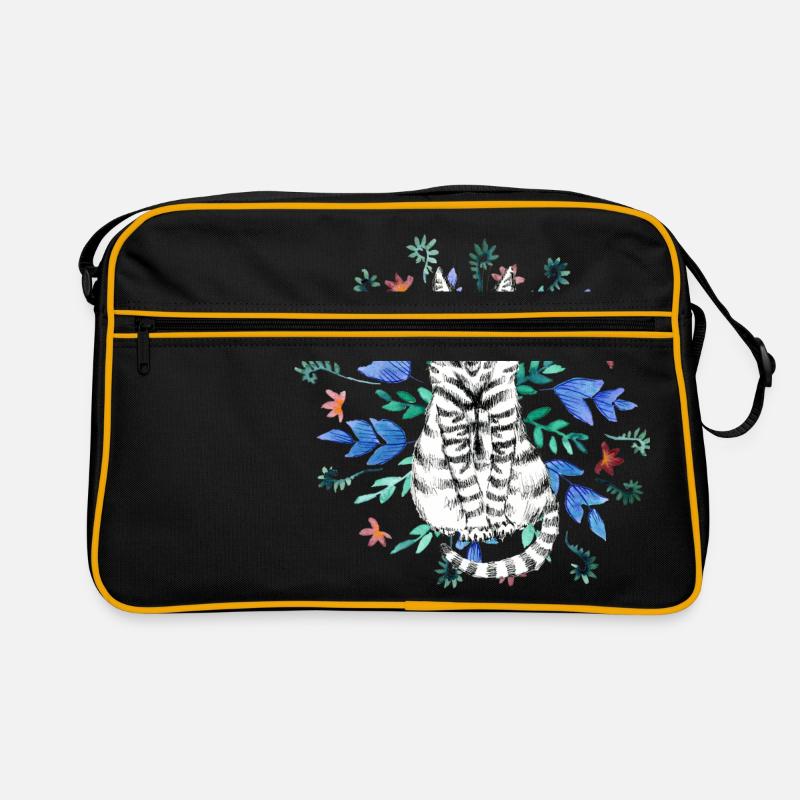 chat en ornement - Sac Retro - noir/or