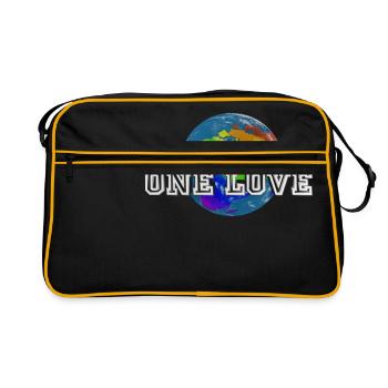One World - One Love - Retro Tasche - Schwarz/Gold - Vorne