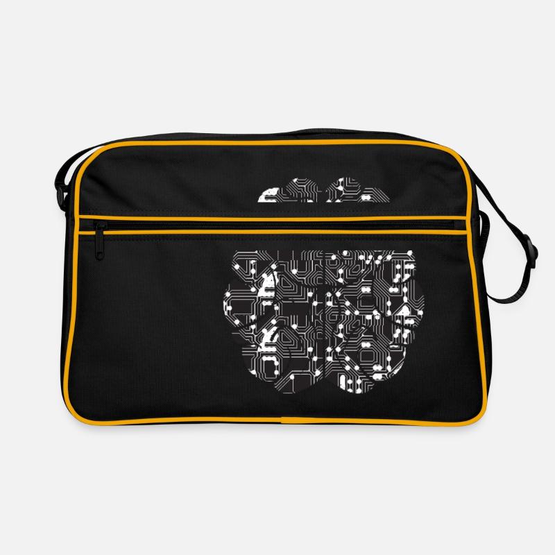 Computer PC Gehirn Logo Design - Retro Tasche - Schwarz/Gold
